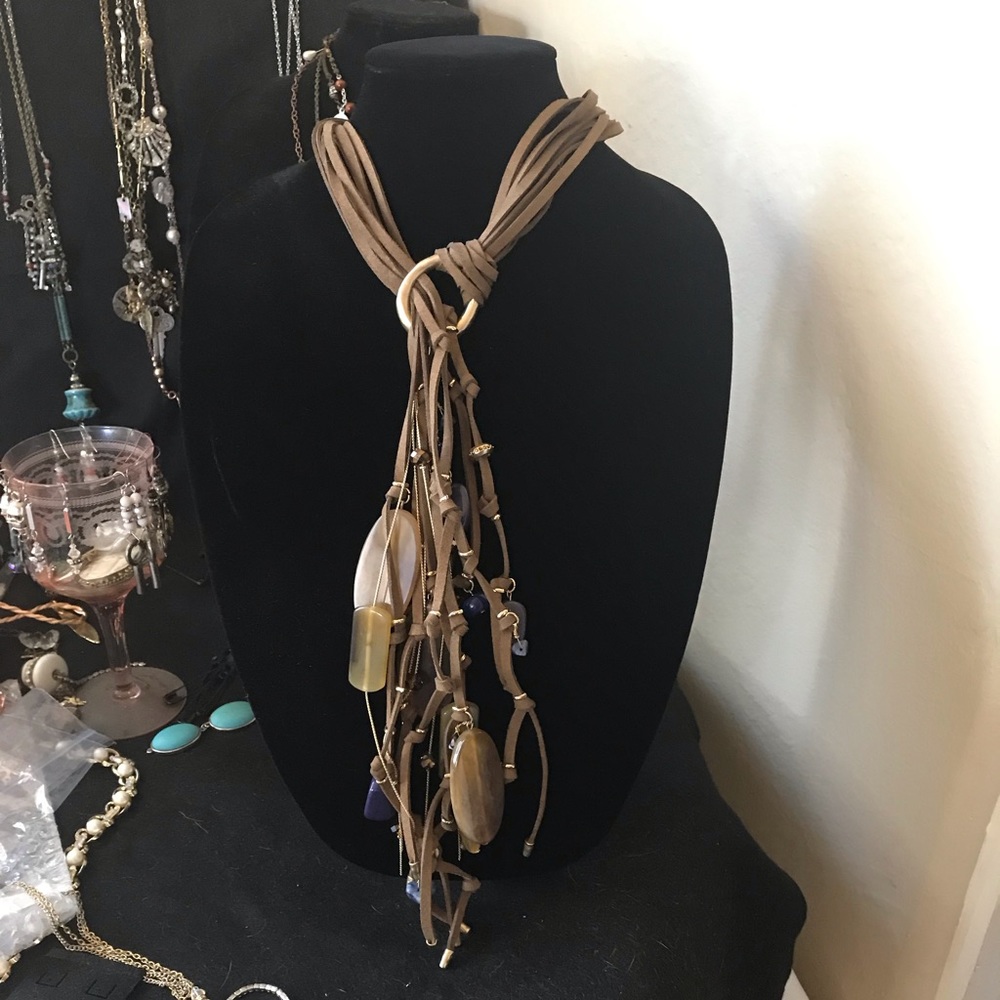 Chico’s Brown Suede Multi Strand Lariat Necklace